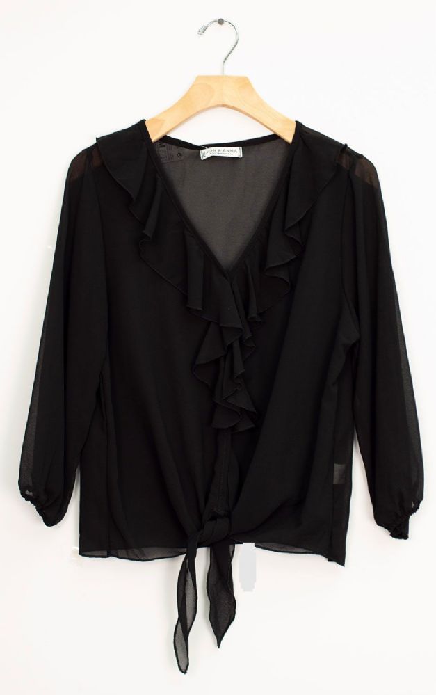 tie front ruffle top