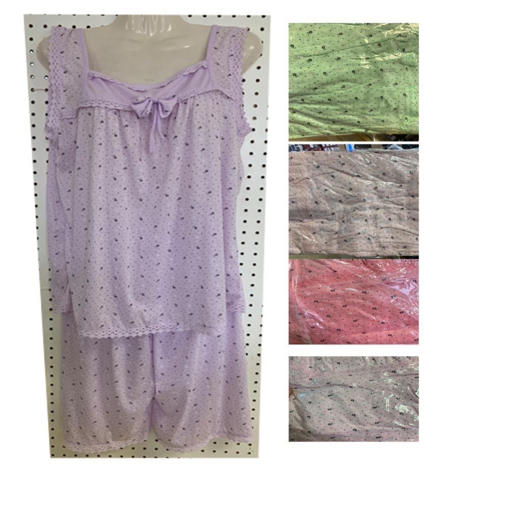 24 Wholesale Women's Cotton 2pc Pajama Set