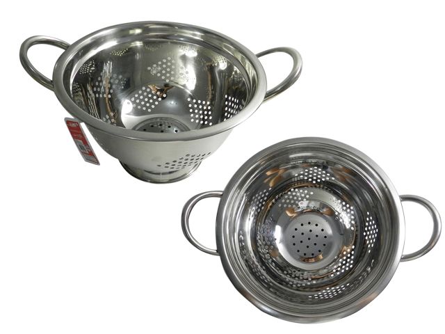 12 Wholesale Stainless Colander 8.7"diax5.25"h