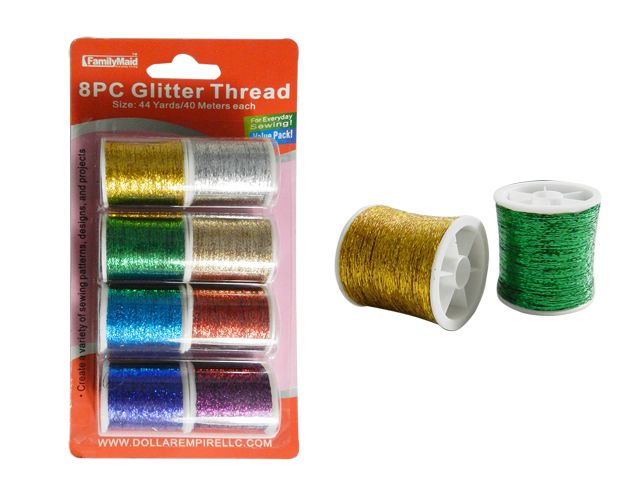 144 Pieces of 8 Pc Glitter Thread Spools