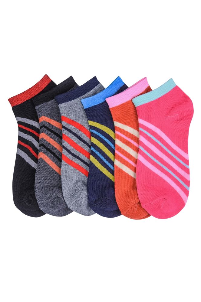 432 Pairs of Girls Printed Casual Spandex Ankle Socks Size 9-11 Diagonal Stripes