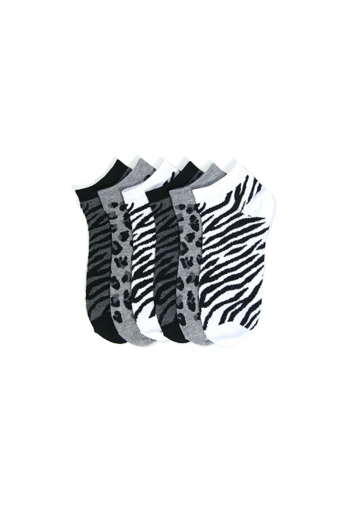 216 Pairs of Girls Printed Casual Spandex Ankle Socks Size 9-11 Black And White Pattern