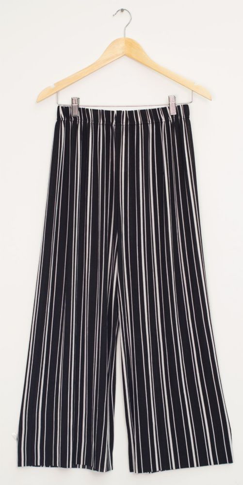12 Wholesale Stripe Coulottes Multi Color Black Stripe