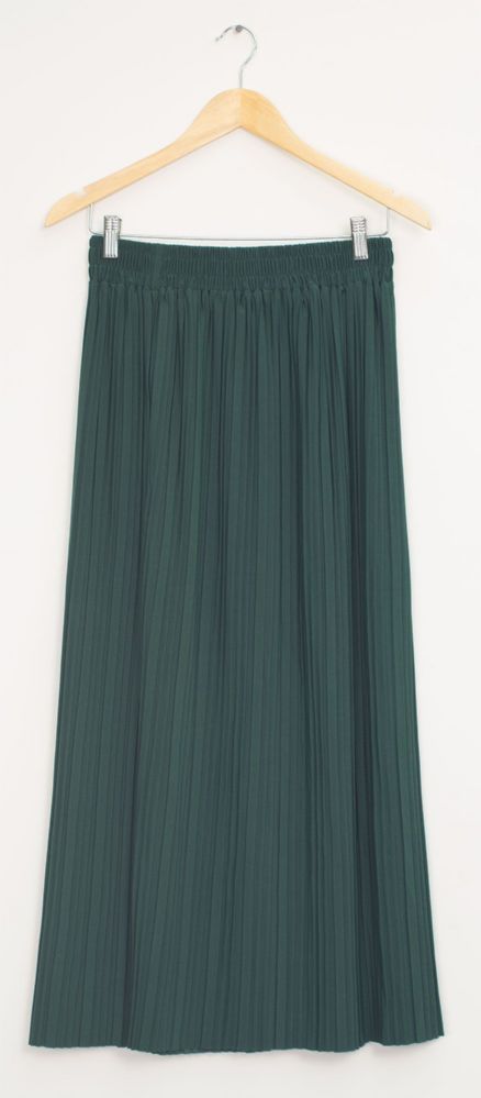 12 Wholesale Pleated Waistband Skirt Pine Green