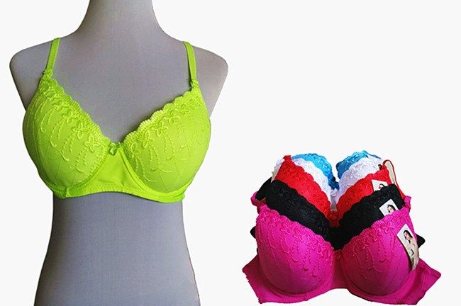 60 Wholesale Fashion Padded Bras Packed Assorted Colors With Adjustable  Straps Neon Color Bras