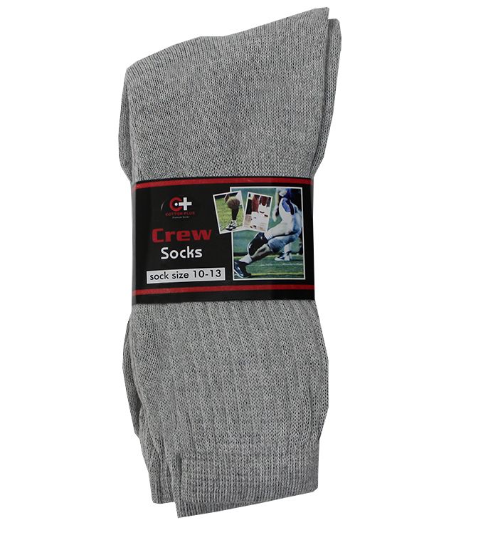 120 Pairs of Men's Grey Crew Socks , Sock Size 10-13