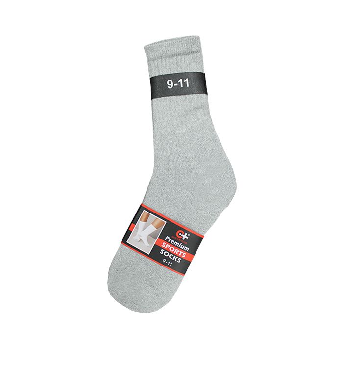 120 Wholesale Men's Grey Sport Crew Socks , Sock Size 10-13