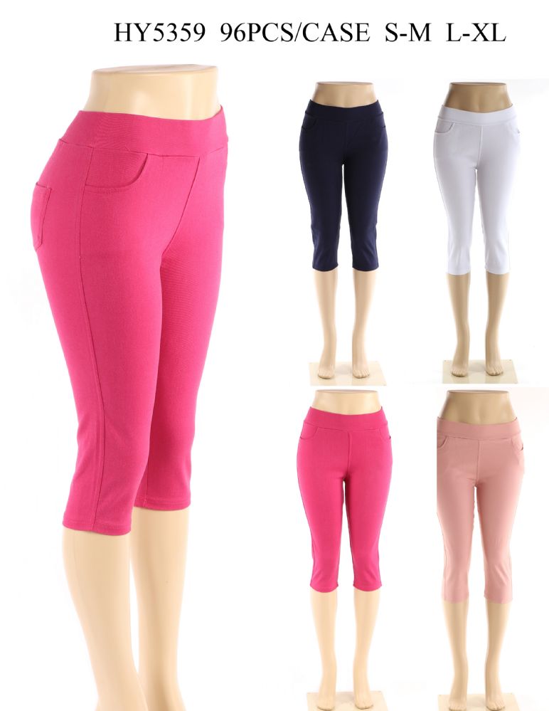 24 Pairs of Womens Capri Pants In Assorted Solid Colors