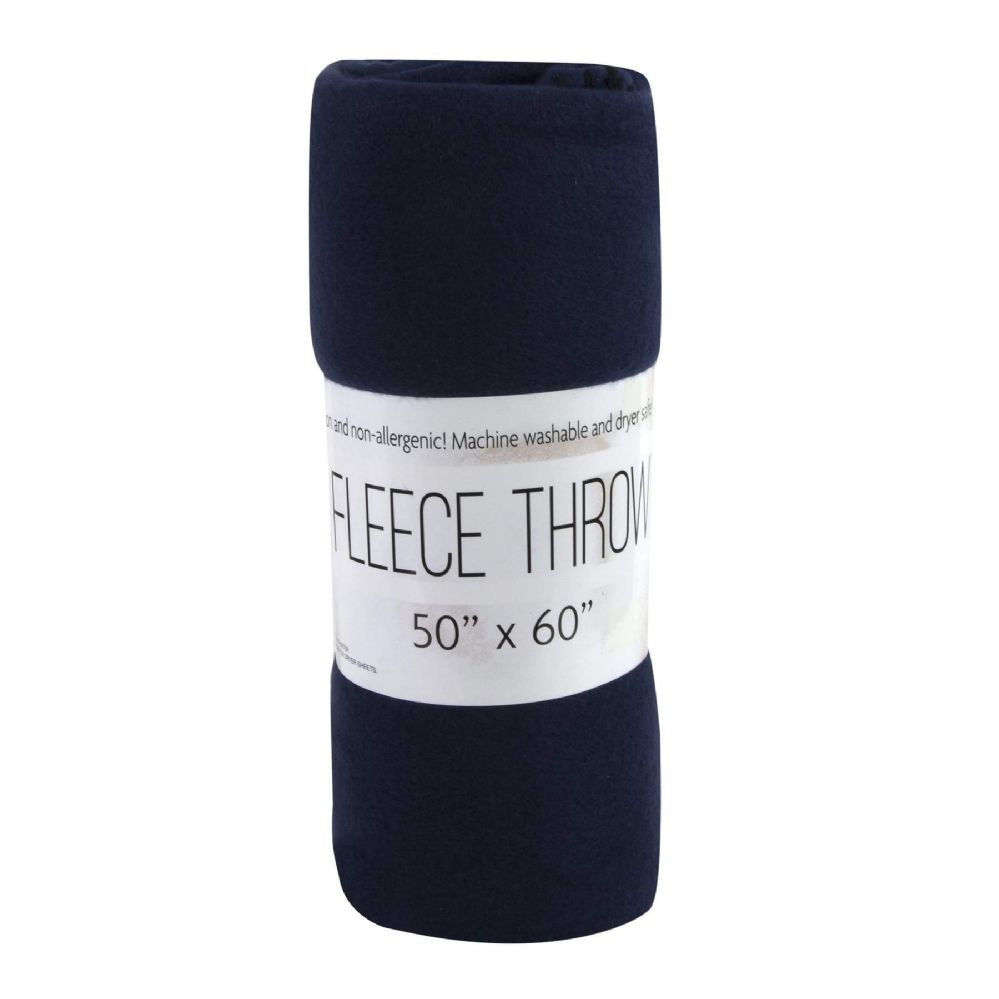 24 Wholesale Fleece Blankets 50" X 60" - Blue Only