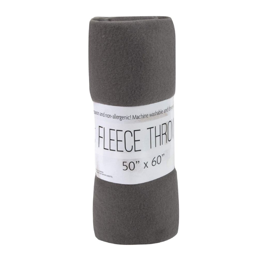 24 Bulk Fleece Blankets 50" X 60" - Grey Only