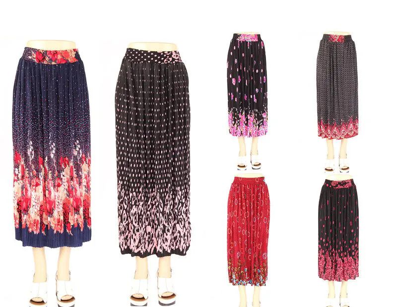 24 Wholesale Womens Fashion Assorted Color Pleated Skirts