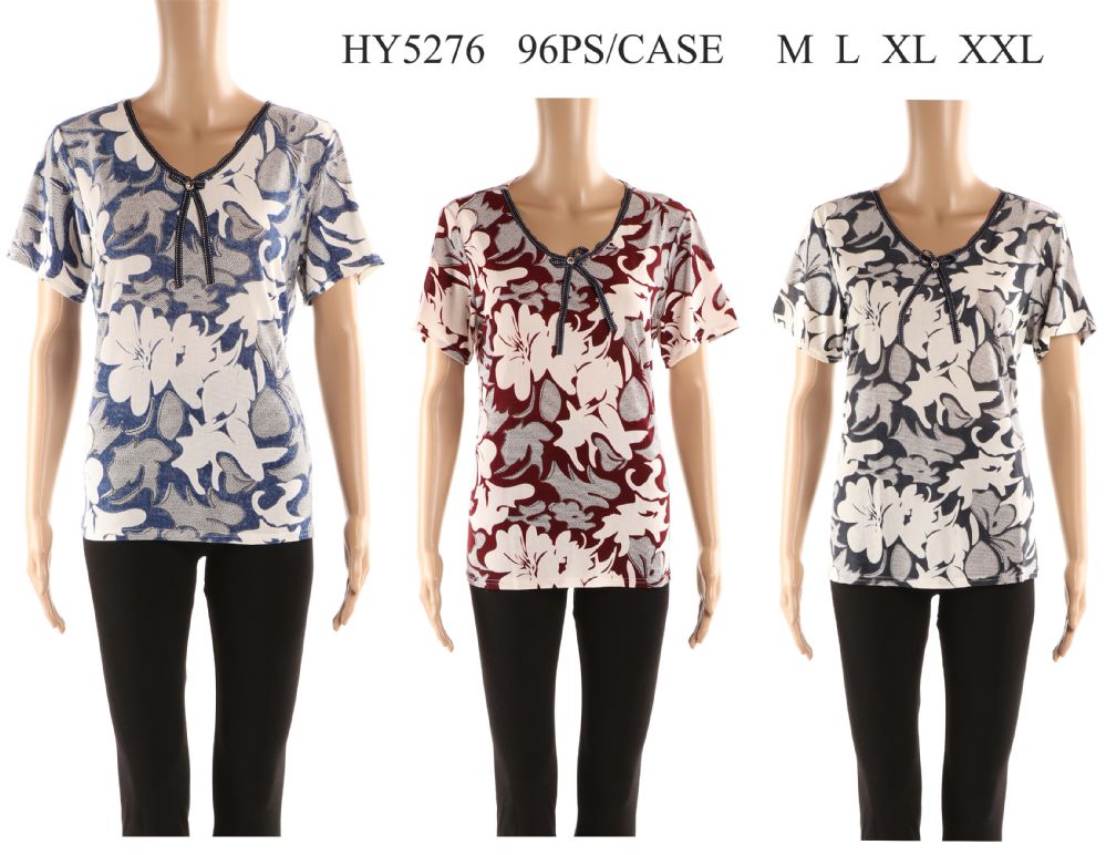 48 Pieces of Womens Printed Floral Tee Shirt