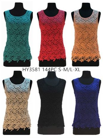 24 Pieces of Womens Summer Lace Tee Assorted Colors