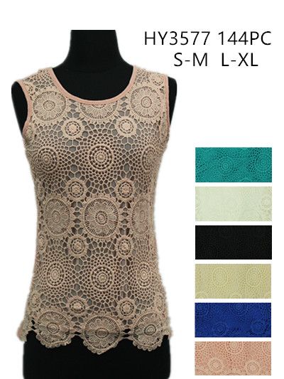 24 Pieces of Womens Summer Lace Top Assorted Colors
