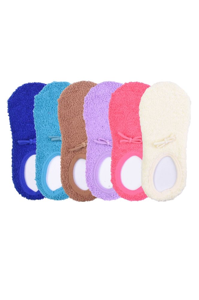 120 Pairs of Women's Plush Soft Slipper Socks With Gripper Bottom Size 9-11