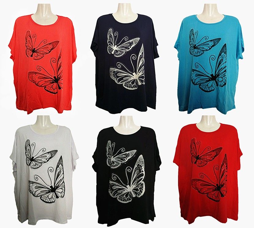 48 Pieces of Womens Butterfly Tee Shirt Assorted Color