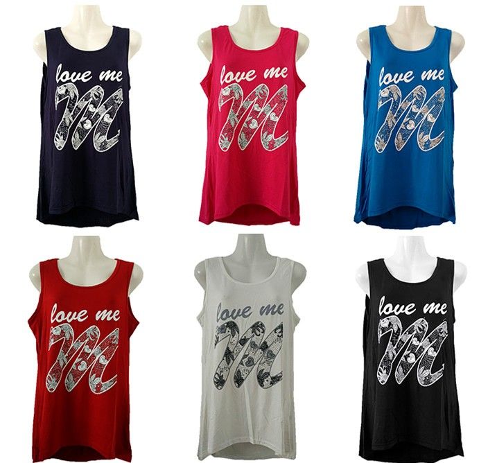 48 Pieces of Womens Assorted Color Love Me Tee