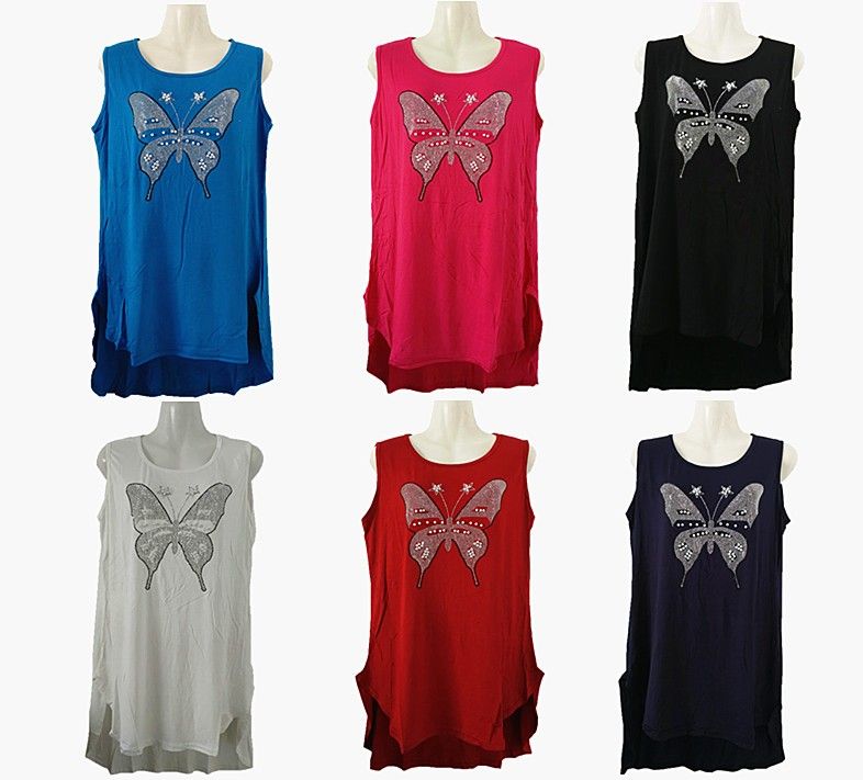 120 Pieces of Womens Assorted Color Butterfly Tank Top Size Assorted