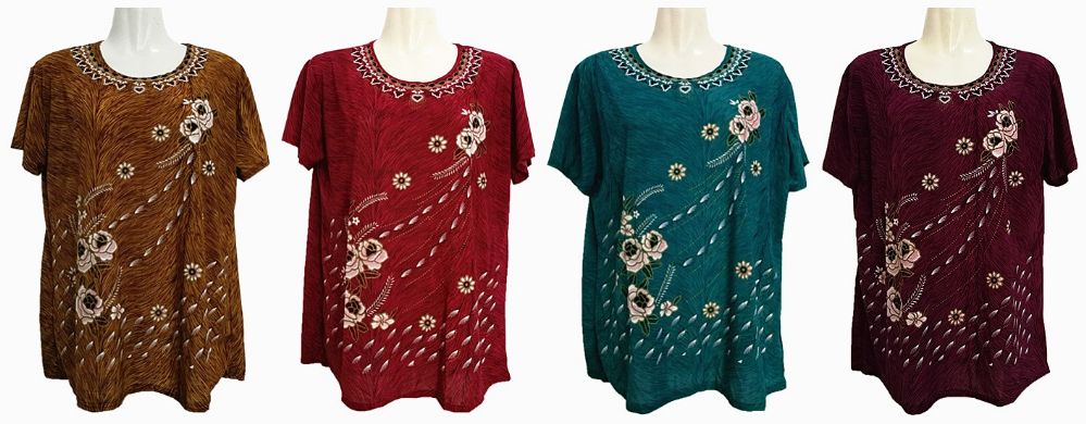 48 Pieces of Womens Assorted Color Floral Tee Shirt