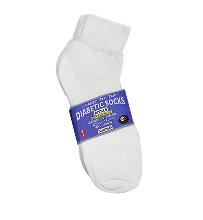 Men's White Diabetic Ankle Sock at