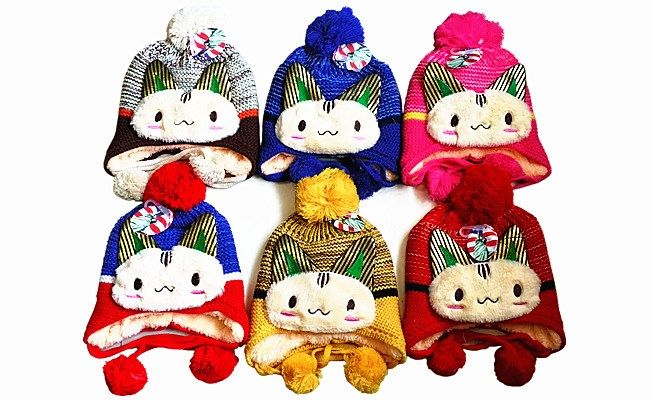 120 Pieces of Winter Warm Kids Animal Hat With Earcuff Cap And Pom Pom