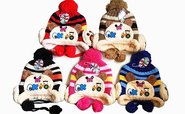 120 Wholesale Winter Warm Kids Animal Hat With Earcuff Cap And Pom Pom