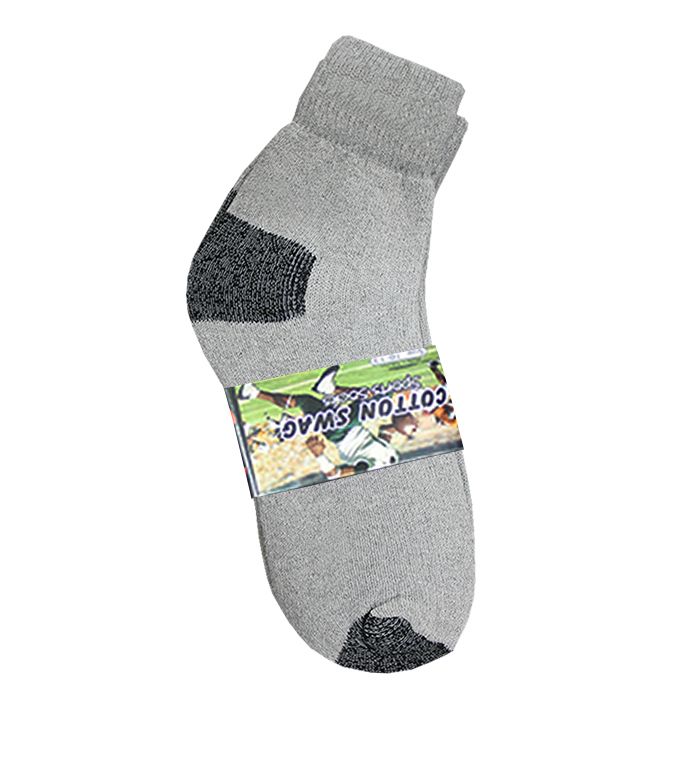 120 Pairs Men's Heather Grey With Black Heel & Toe Irregular Ankle Sock