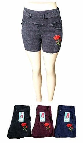 48 Wholesale Womens Solid Color Ultra Stretch Fitted Low Rise Shorts
