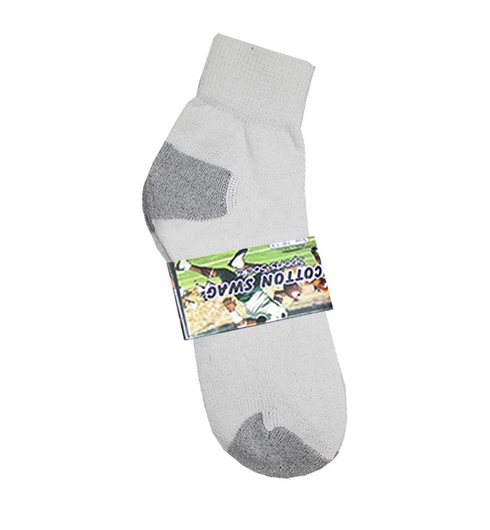 120 Wholesale Men's White With Grey Heel & Toe Irregular Ankle Sock, Size 10-13