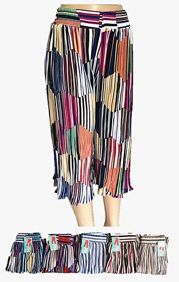 120 Wholesale Womens Multi Colored Pleated Skirt