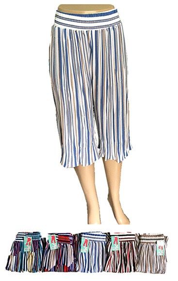 120 Wholesale Womens Multi Colored Striped Pleated Skirt