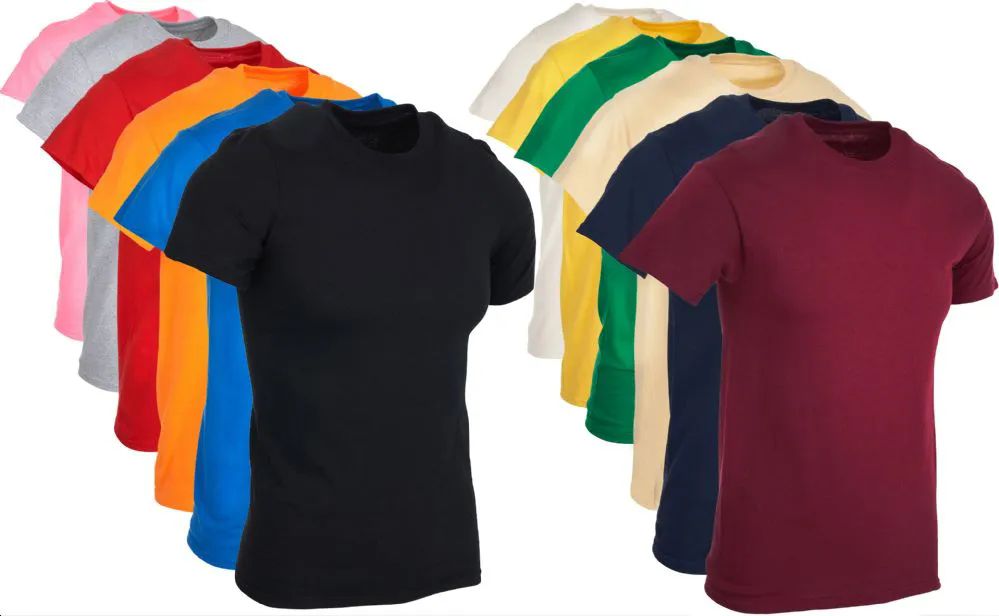 12 Pieces of Mens Cotton Crew Neck Short Sleeve T-Shirts Mix Colors, Small