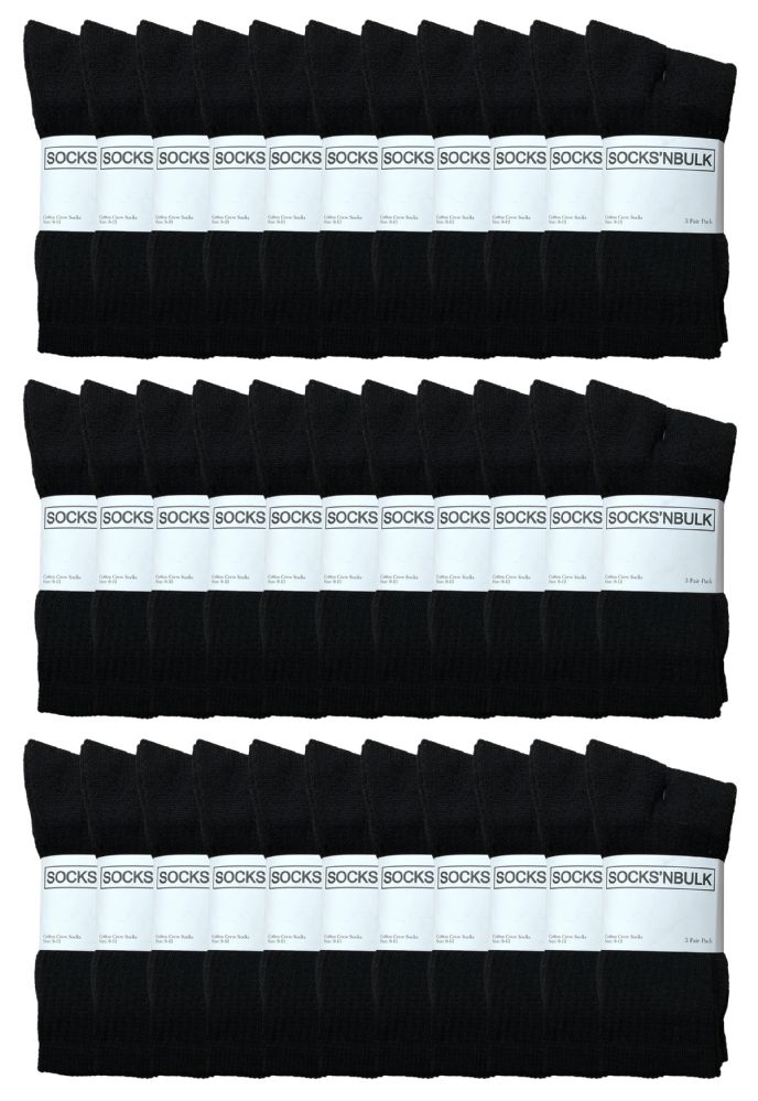 72 Wholesale Yacht & Smith Mens Athletic Crew Socks , Soft Cotton, Terry Cushion, Sock Size 10-13 Black