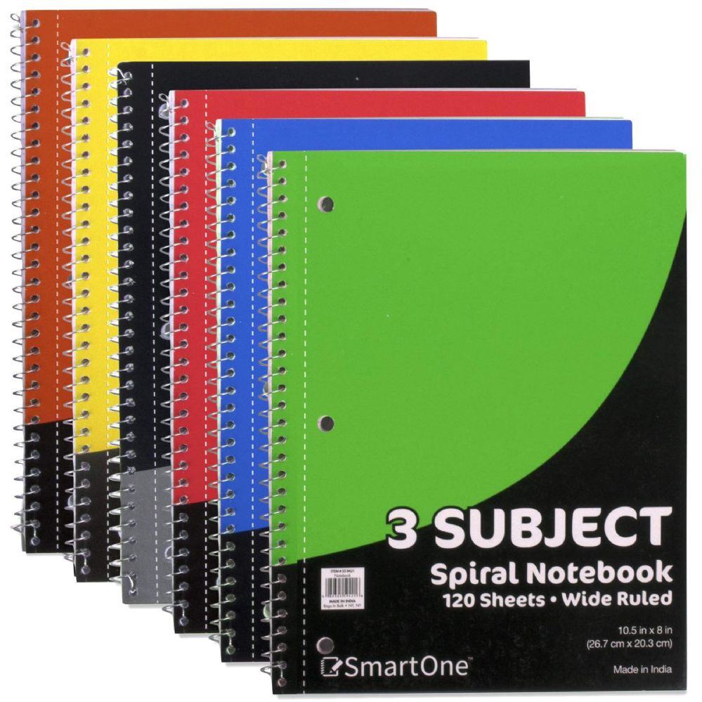 20 Wholesale 3 Subject Notebook - Wide Ruled - 120 Sheets