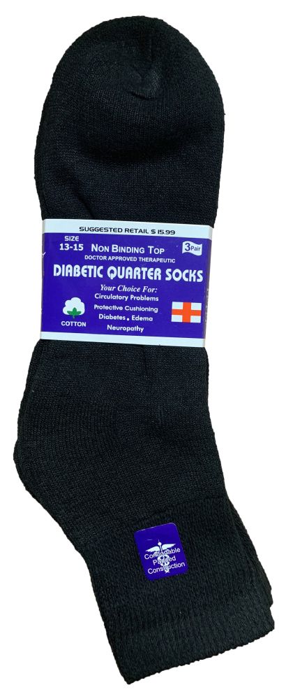 6 Pairs of Yacht & Smith Men's Cotton Diabetic Black Ankle Socks