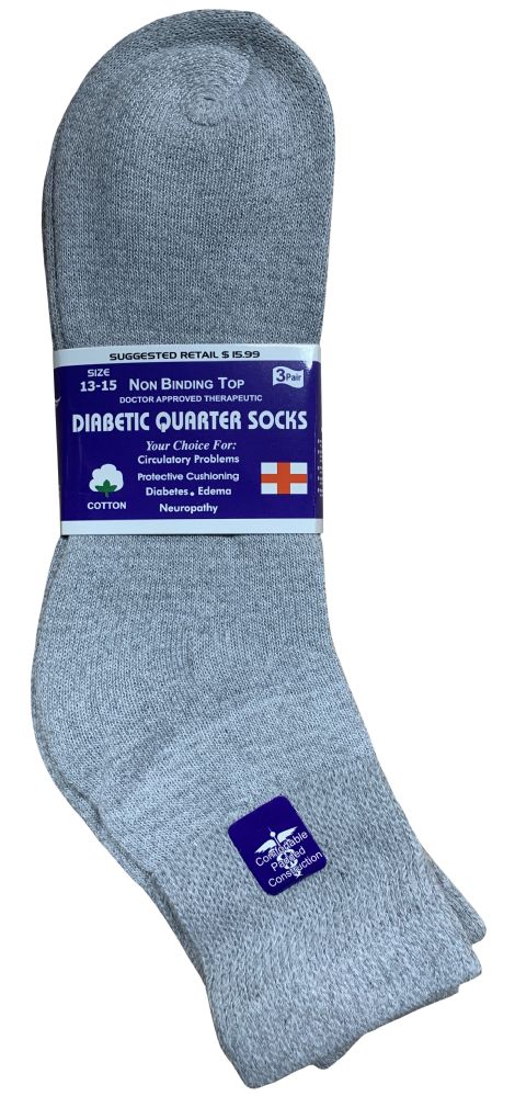 6 Pairs of Yacht & Smith Men's Cotton Diabetic Gray Ankle Socks Size 13-16