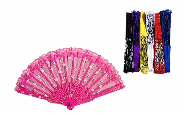 120 Wholesale Floral Folding Hand Fan Flowers Pattern Handheld Fans - WSD