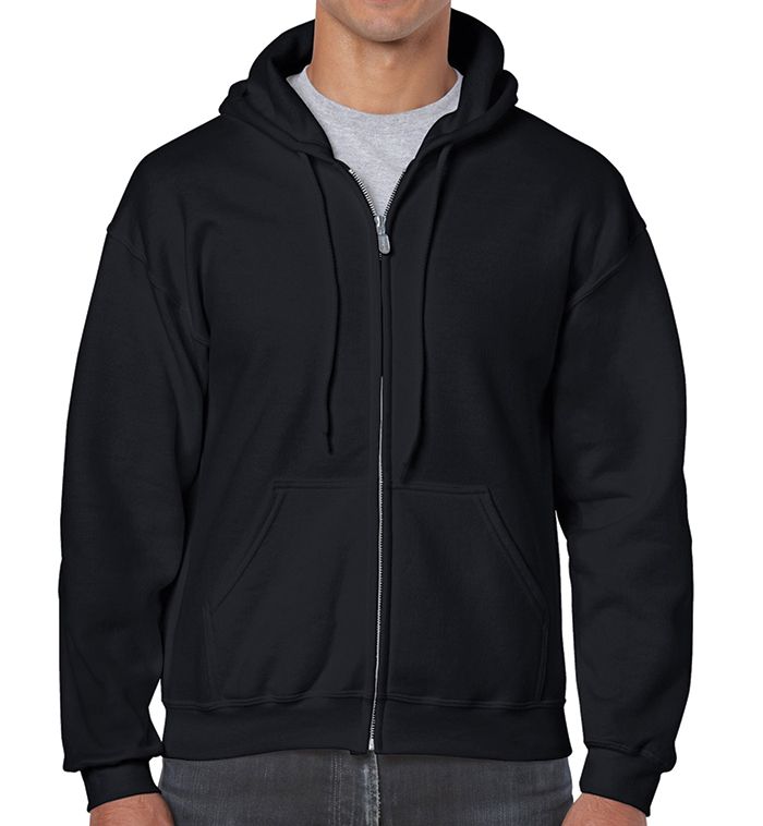 24 Pieces Cotton Plus Adult Black Hooded Zipper, Size Large - Mens Sweat Shirt