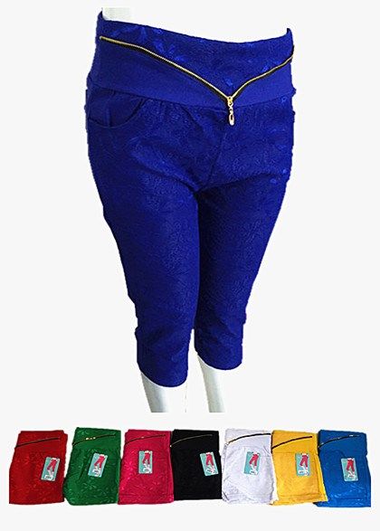 48 Pieces of Womens Ultra Thin Stretch Cropped Capris Lace With Zipper