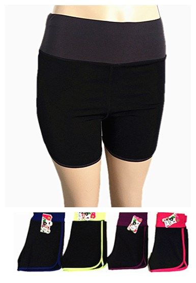 48 Pieces Power Flex Yoga Short Tummy Control Workout Running Athletic - Womens Active Wear