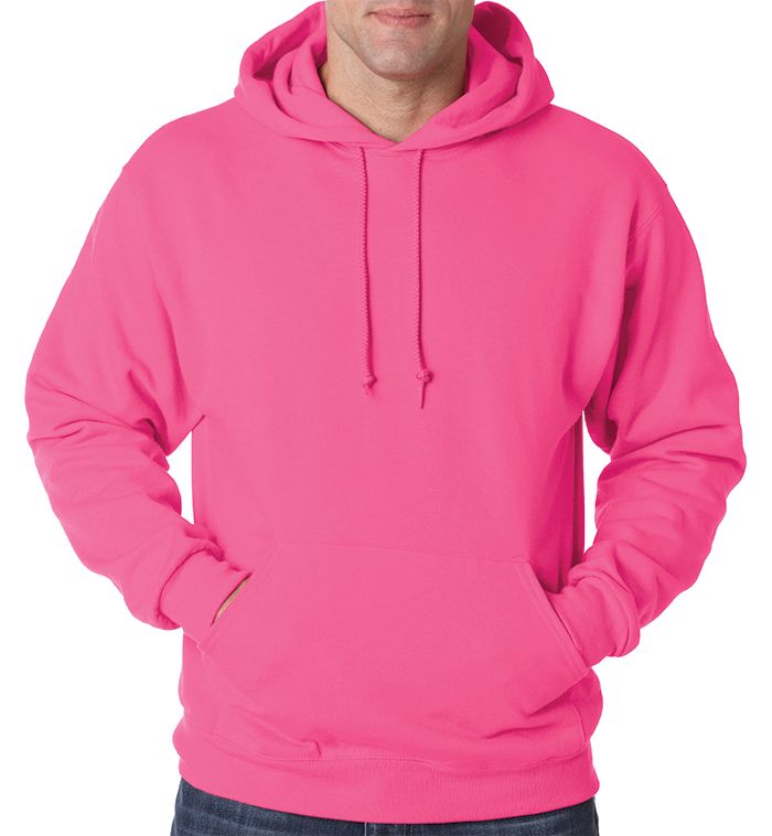 24 Wholesale Cotton Plus Unisex Pink Hooded Pullover, Size Large