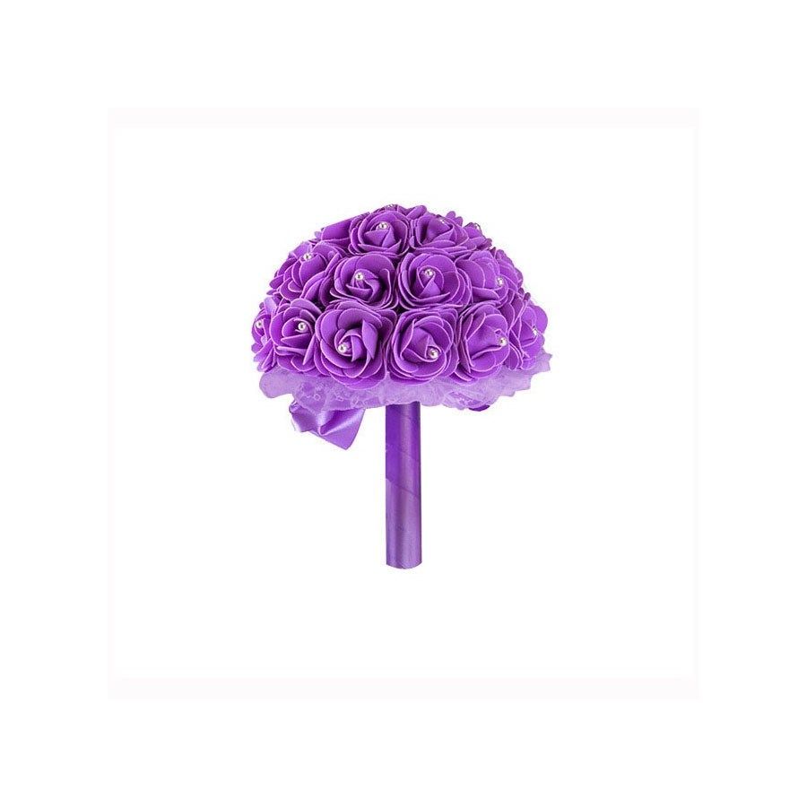18 Pieces of Eight Inch Foam Bouquets Purple