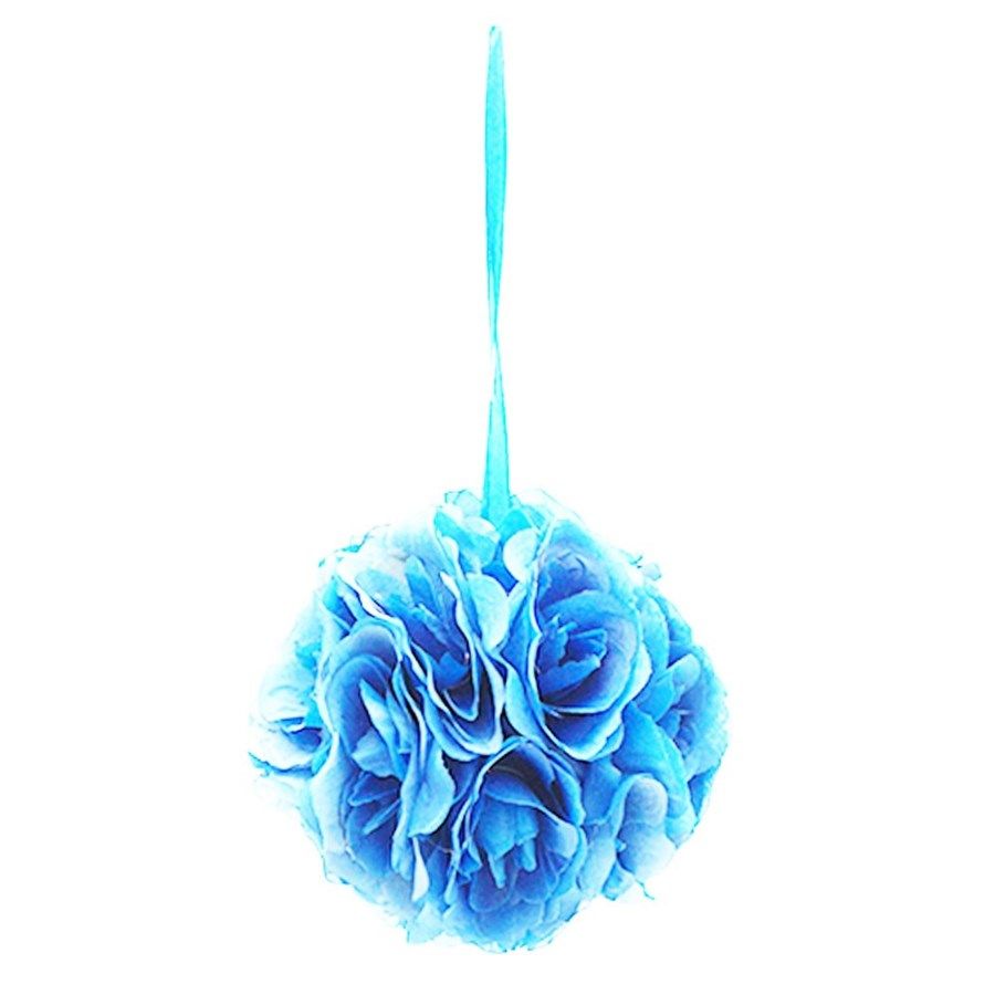36 Pieces of Six Inch Pom Flower Silk Tiffany Blue
