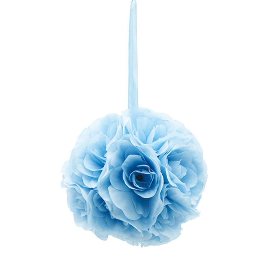 12 Pieces Ten Inch Pom Flower Silk Baby Blue - Wedding & Anniversary