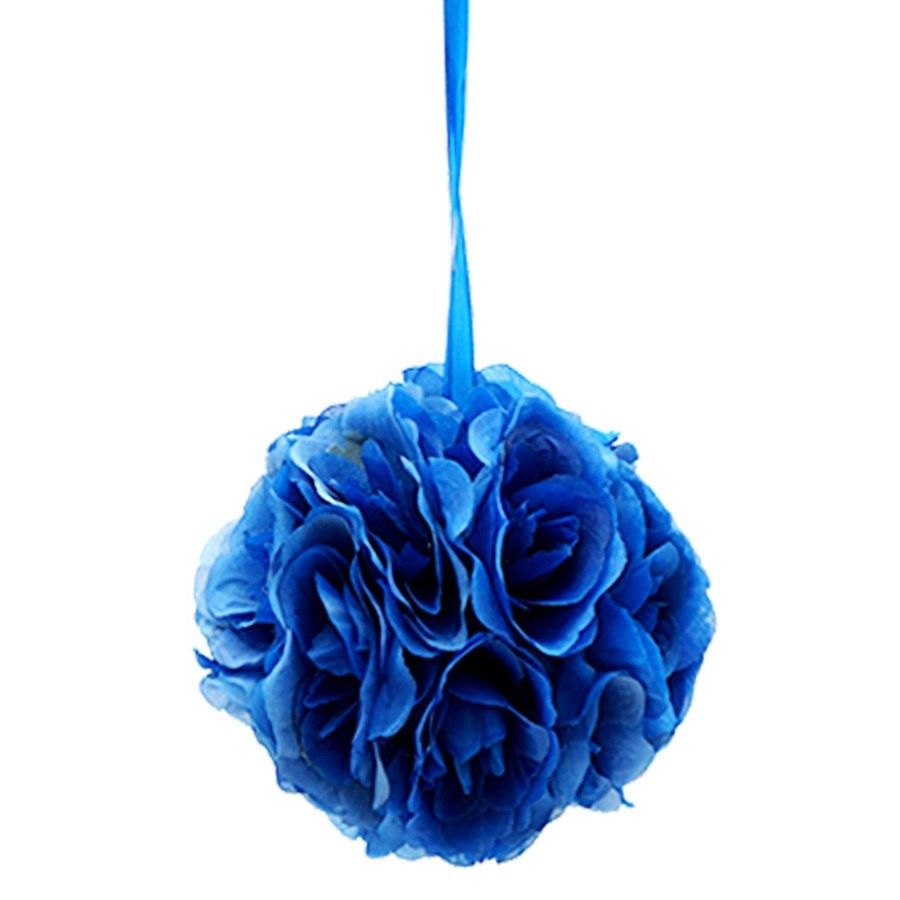 12 Pieces of Ten Inch Pom Flower Silk Dark Blue