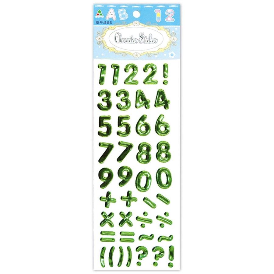 144 Wholesale Shiny Stickers Numbers Green - at 
