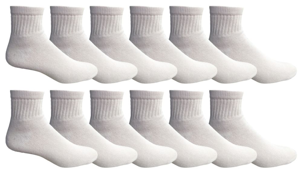 12 Pairs of Yacht & Smith Men's Cotton Sport Ankle Socks Size 10-13 Solid White