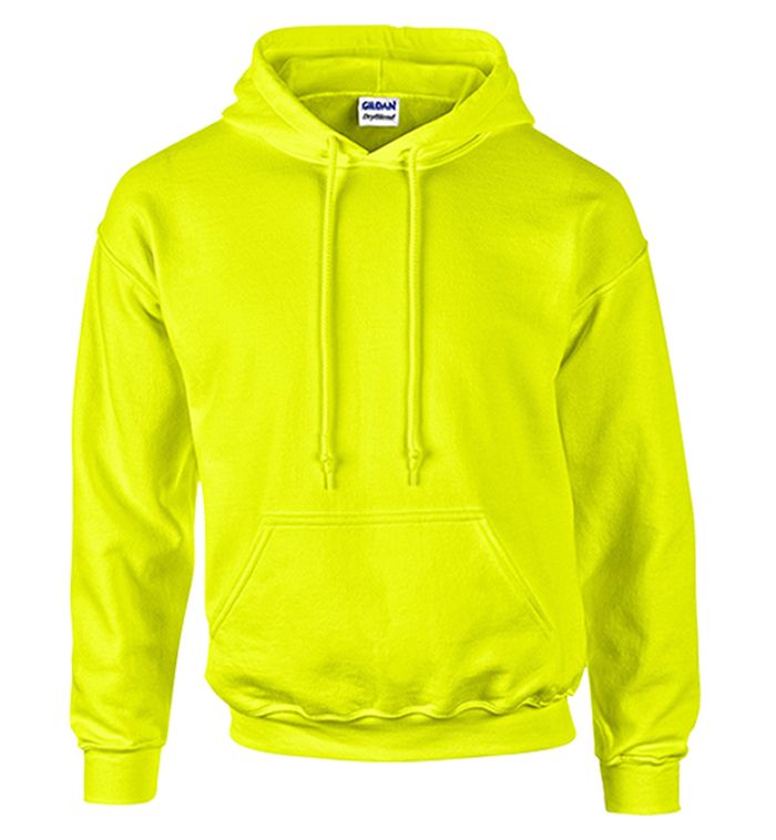 12 Wholesale Gildan First Quality Safety Yellow Hooded Pullover, Size Large