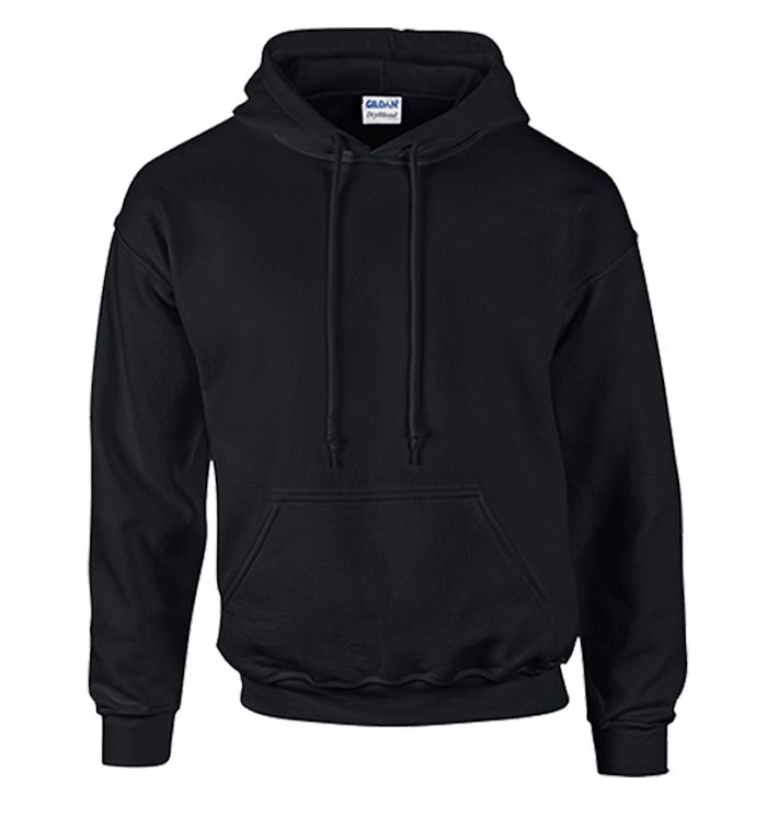 24 Pieces of Unisex Gildan Irregular Black Hooded Sweatshirt, Size L