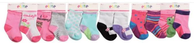 144 Wholesale Toddler Girls Crew Socks Size 6-12 Months